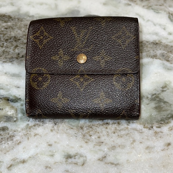 Louis Vuitton Green Elise Snap Compact Wallet Vernis Monogram Coin